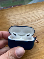 Силиконовый кейс KRISTANAM для наушников Apple AirPods Pro 2 (2nd generation) / чехол на аирподс про 2 / чехол airpods pro 2 с карабином синий #109, Юрий Г.