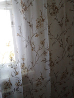 Curtain & Textile Тюль высота 250 см, ширина 500 см, крепление - Лента, Белый,светло-коричневый #75, фаина г.