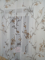 Curtain & Textile Тюль высота 220 см, ширина 200 см, крепление - Лента, Белый,светло-коричневый #68, Любовь К.