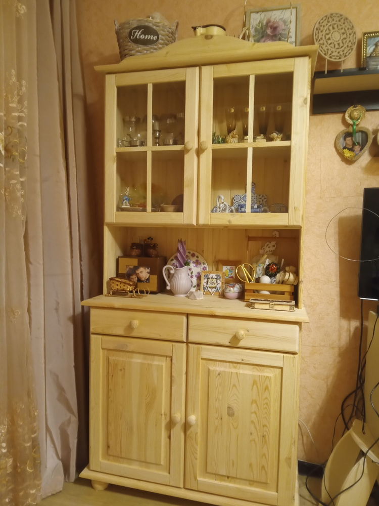 Буфет для кухни, тумба Лена двухдверная из сосны, с ящиками (нижняя ...