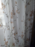 Curtain & Textile Тюль высота 250 см, ширина 500 см, крепление - Лента, Белый,светло-коричневый #77, фаина г.