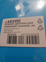 Бумага цветная для офисной оргтехники, принтера. Формат A4 50 л, 80 г/м , интенсивные цвета, ассорти #65, Шончалай М.