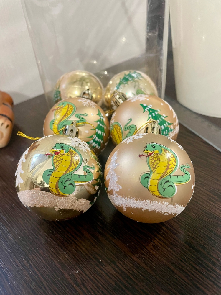 Новогодние шары зеленые, набор шаров елочное украшение 2025 . Диаметр 6 ...