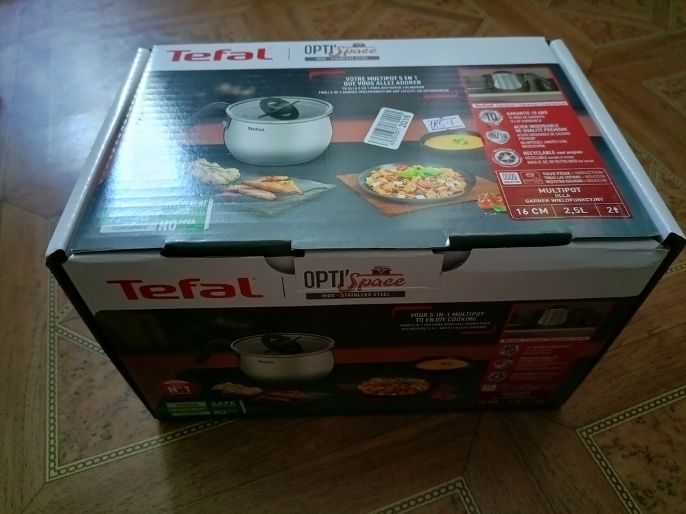 Мультикастрюля 2.5 л 16 см Tefal Optispace с крышкой, из нержавеющей ...