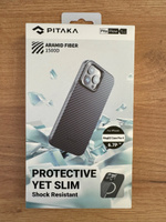 Противоударный чехол Pitaka MagEZ Pro 4 для iPhone 15 Pro Max (6.7"), черно-серый, кевлар (арамид) #23, Преподобный