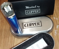 Газовая Зажигалка CLIPPER металлическая сине-серебристого цвета в подарочном кейсе #19, Вася Володя