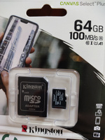 Kingston Карта памяти Micro SD 64GB Canvas Select Plus SD адаптер/ SDCS2/64GB #19, Владимир С.