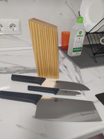 Набор стальных ножей (3 ножа + деревянная подставка из сосны) HuoHou 4-Piece Kitchen Knife Set Lite (HU0059), РУССКАЯ ВЕРСИЯ!!!, черный #22, Ольга М.