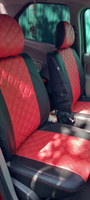 Чехлы для автомобильных сидений комплект Premium на RENAULT LOGAN 1 (2004-2013) седан, авточехлы модельные экокожа, задняя спинка СПЛОШНАЯ, черно-красный ромб (Рено Логан) #5, Светлана С.