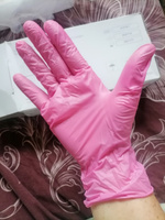 Нитриловые перчатки - Wally plastic, 200 шт.(100 пар), одноразовые, неопудренные, текстурированные - Цвет: Розовый; Размер M #46, Елена К.