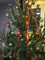 Лента упаковочная для подарков и декора органза красный/золото 5 см*10 м, Айрис #4, Алиса Г.