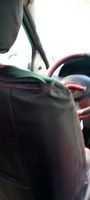 Чехлы для автомобильных сидений комплект Premium на RENAULT LOGAN 1 (2004-2013) седан, авточехлы модельные экокожа, задняя спинка СПЛОШНАЯ, черно-красный ромб (Рено Логан) #6, Светлана С.