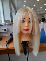 Учебная голова манекен / Болванка для причесок San Valero Римма / Инструмент кукла для парикмахера, 70% человеческий волос, 30% высокотемпературный белковый шёлк + штатив #2, Надежда П.