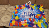 Пакет "С Днем Рождения" 71х55 см, 90 мкм. Большой праздничный подарочный полиэтиленовый пакет HAPPY BITRHDAY с петлевой ручкой #8, Юлия С.