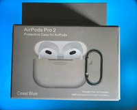 Силиконовый чехол для наушников AirPods Pro 2 с карабином / Аирподс про 2 / Светло-серый #22, Максим Б.