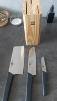 Набор стальных ножей (3 ножа + деревянная подставка из сосны) HuoHou 4-Piece Kitchen Knife Set Lite (HU0059), РУССКАЯ ВЕРСИЯ!!!, черный #17, Алексей Б.