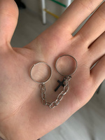 Двойное кольцо с цепочкой и подвеска крест, безразмерное, унисекс #2, Арина К.