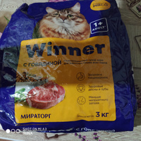 Сухой корм Winner Мираторг 3кг х 1шт с говядиной, для взрослых кошек всех пород. НОВИНКА #16, Ирина Я.