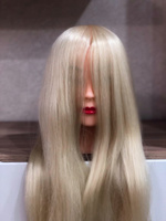 Учебная голова манекен / Болванка для причесок San Valero Римма / Инструмент кукла для парикмахера, 70% человеческий волос, 30% высокотемпературный белковый шёлк + штатив #8, Ксения Н.