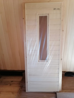 Дверь для бани и сауны со стеклом 70х170 осина, дверь в парную деревянная #6, Николай К.