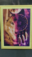 Алмазная мозаика на подрамнике - Волк и ловец снов. Картина стразами 30 на 40 Волк и луна #21, Ольга Л.