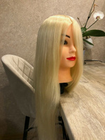 Учебная голова манекен / Болванка для причесок San Valero Римма / Инструмент кукла для парикмахера, 70% человеческий волос, 30% высокотемпературный белковый шёлк + штатив #4, Полина П.