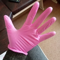 Нитриловые перчатки - Wally plastic, 100шт., (50 пар), одноразовые, неопудренные, текстурированные - Цвет: Розовый; Размер M #48, Любовь Е.