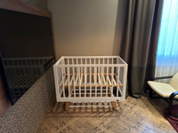 Кроватка для новорожденных Nuovita Stanzione INIZIO swing детская, кровать-трансформер с маятником деревянная, массив бука, белый натуральный #8, Алексей А.