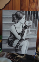 Картина по номерам на холсте 40х50 "Девушка с вином" / картина по номерам на подрамнике #66, Татьяна Л.