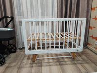 Кроватка для новорожденных Nuovita Stanzione INIZIO swing детская, кровать-трансформер с маятником деревянная, массив бука, белый натуральный #3, Юлия З.
