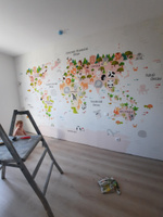 Фотообои для детской "Карта мира с животными бежевая", 4,50 х 2,70 м (Flizelini 4085-5F) #1, Анна П.