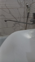 Излив смесителя для ванны, плоский изогнутый, 40см, нерж. сталь #3, Кира И.