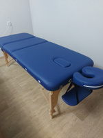 Массажный стол Мед-Мос JF-AY01, складной, деревянный, 3-секционный, синий, кушетка для массажа #6, Аида Ю.