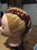Учебная голова манекен / Болванка для причесок San Valero Лили / Инструмент кукла для парикмахера с натуральными волосами + штатив #2, Полина С.