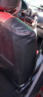 Чехлы для автомобильных сидений комплект Premium на RENAULT LOGAN 1 (2004-2013) седан, авточехлы модельные экокожа, задняя спинка СПЛОШНАЯ, черно-красный ромб (Рено Логан) #3, Светлана С.