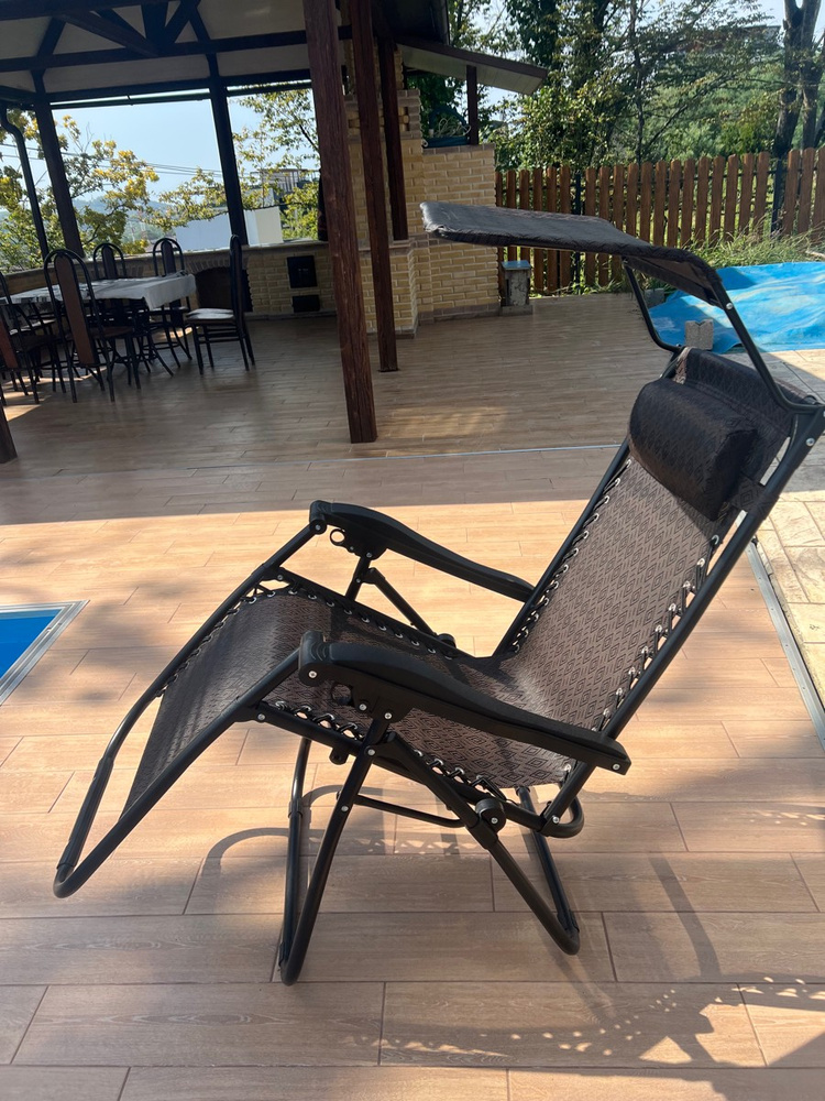 Кресло шезлонг для дачи складное, 2 шт, шезлонг дачный, с козырьком и ...
