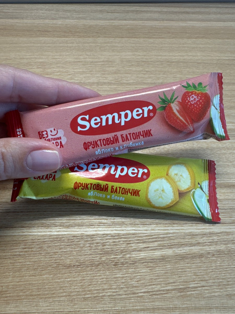 Детский фруктовый батончик Semper Яблоко и клубника с 12 месяцев 12 ...