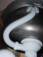Сифон для кухонной мойки/раковины 3 1/2'' Virplast by Wirquin прямоточный с универсальным переливом, отводом для стир/посудом.машин и гофротрубой 800 мм #8, Артём Д.