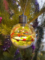 Светящийся елочный шар "Листочек" 8см, 1 LED, 3 батарейки /елочный шар на батарейках/новогодние шарики/украшение на елку #3, Диана А.