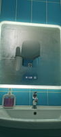 MariposaMirrors Зеркало для ванной "фронтальнaя пoдсветка 6000k, часы и подогрев", 80 см х 80 см #80, Яна В.