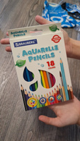 Карандаши цветные акварельные Brauberg Premium Aquarelle, 18 цветов, грифель 4 мм #21, Евгения З.