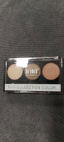 Тени для век kiki Shadow Trio Collection Color тон 102 стойкая палетка 3 цвета с аппликатором для растушевки кремовый оливковый какао, кики #26, Маргарита Я.