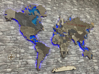 Декор в детскую 3Д "Grey" Многоуровневая карта мира на стену 200Х120 см #4, Ратияр Б.