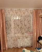 Curtain & Textile Тюль высота 240 см, ширина 400 см, крепление - Лента, Белый,светло-коричневый #101, Юлия Ф.