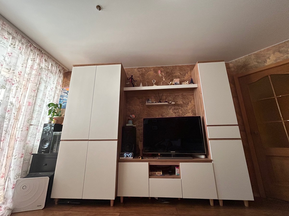 Модульная стенка Гретта Памир для гостиной и студии белая, комплект ...