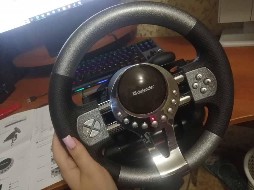 Руль игровой для пк с педалями Defender Forsage GTR USB 12 кнопок с ...