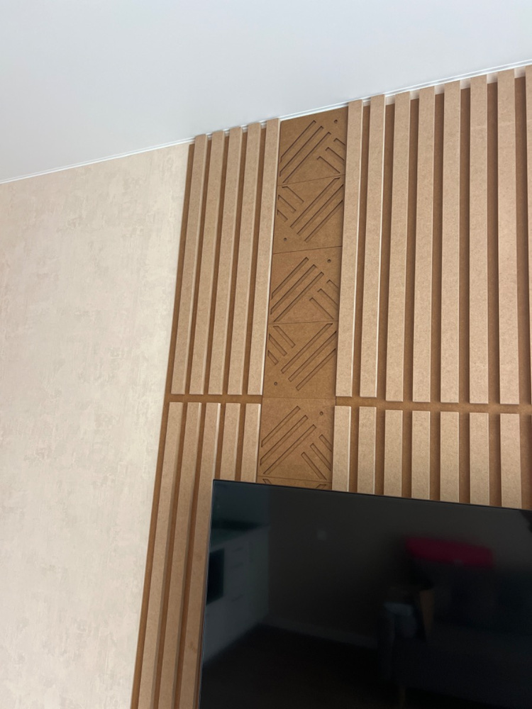 Стеновые панели реечные Дуб на черном, натуральный шпон, рейки ...