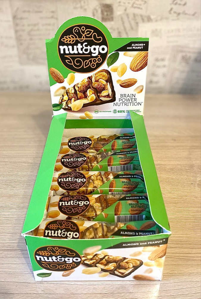 Батончики из жаренного миндаля с карамелью и нугой Nut and Go ...