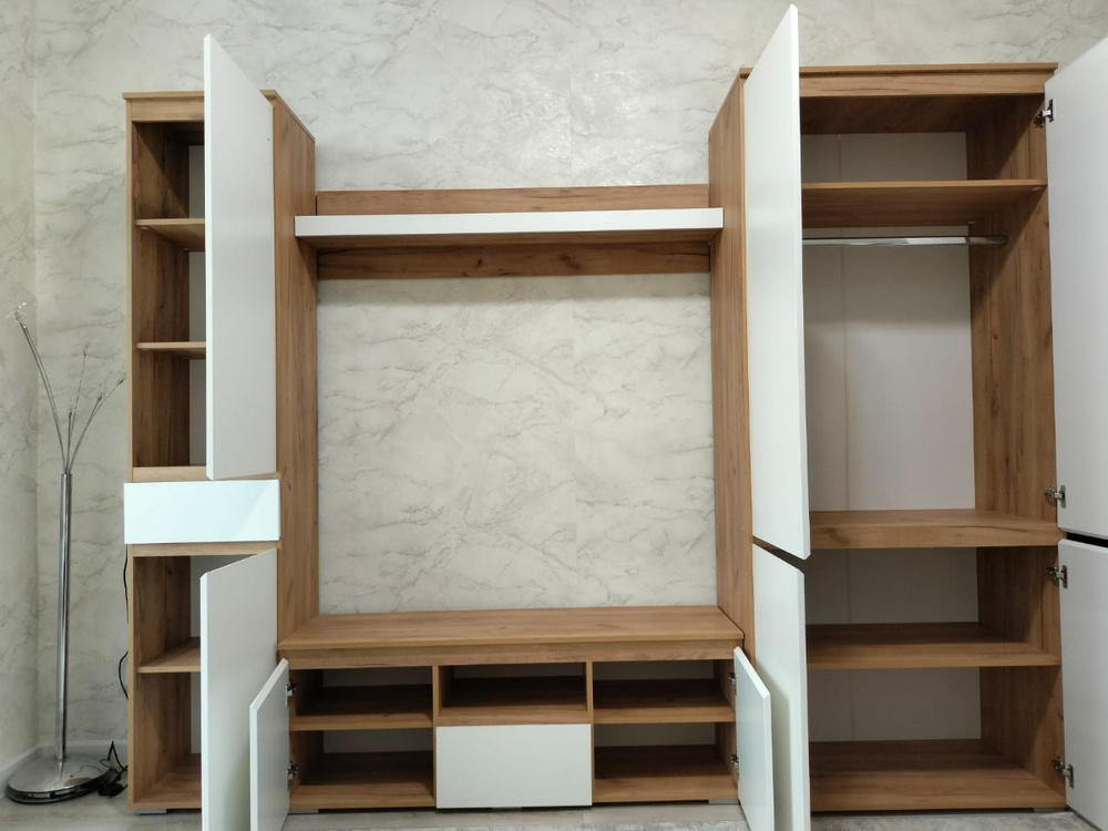 Модульная стенка Гретта Памир для гостиной и студии белая, комплект ...