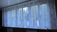 Curtain & Textile Тюль высота 150 см, ширина 300 см, крепление - Лента, Белый,светло-коричневый #73, Яна Т.